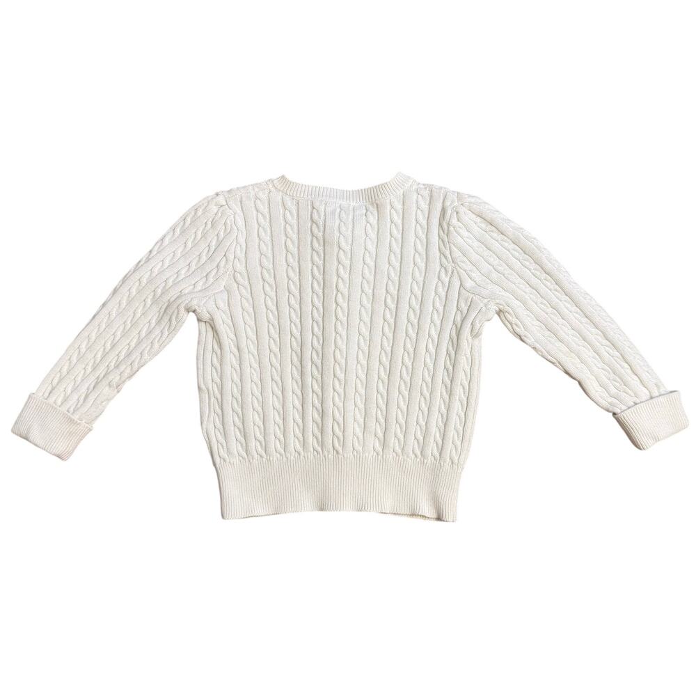 Ralph Lauren Mini-Cable 100% Cotton Cardigan Sweater Logo White Baby 18 Months - Picture 2 of 11